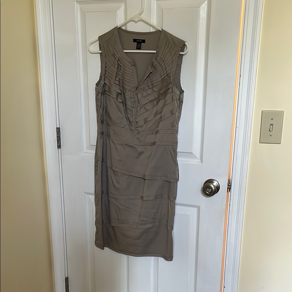 Alfani Brown Sleeveless V-Neck Sheath Midi Dress